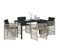 vidaXL Set da Pranzo da Giardino in 5 Pezzi con Cuscini Grigio Chiaro in Rattan Sintetico. Sedie Moderne da Esterno in Antracite. Perfetto per Patio o Balcone. Mobili Resistenti e Confortevoli per la