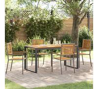 vidaXL Set da pranzo per giardino, 5 pezzi, grigio e marrone, set da giardino chic, mobili da esterno moderni, elegante per pasti all'aperto