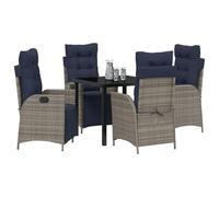 vidaXL Set da Pranzo per Giardino 5 pcs Grigio e Nero Rattan, Set moderno per giardino e terrazza, sedie ergonomiche, rattan resistente, schienale regolabile, al fresco