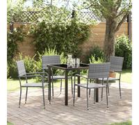 vidaXL Set da Pranzo per Giardino con cuscino 5 pcs Grigio polyrattan