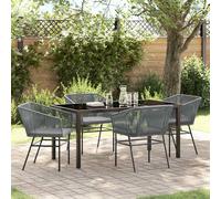 vidaXL Set da Pranzo per Giardino 5 pcs Grigio Poly Rattan