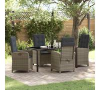 vidaXL Set da Pranzo per Giardino 5 pcs Grigio polyrattan