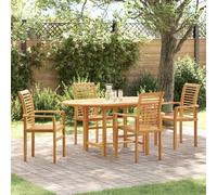 vidaXL Set da Pranzo per Giardino 5 pcs Marrone Legno di teak solido