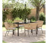 vidaXL Set da Pranzo per Giardino 5 pcs Marrone Poly Rattan
