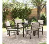 vidaXL Set da Pranzo per Giardino 5 pcs Marrone Poly Rattan