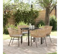 vidaXL Set da Pranzo per Giardino 5 pcs Marrone Poly Rattan