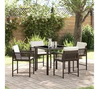 vidaXL Set da Pranzo per Giardino 5 pcs Marrone polyrattan