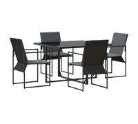 vidaXL Set da Pranzo per Giardino 5 PCS Nero Acciaio, Set da Pranzo per Esterni, Mobili Moderni, Tavolo in Acciaio, Sedili con Imbottitura, Resistenti al Maltempo