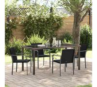 vidaXL Set da Pranzo per Giardino 5 pcs Nero e Grigio Rattan in PE