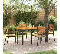 vidaXL Set da Pranzo per Giardino 5 pcs Nero e Marrone polyrattan