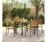 vidaXL Set da Pranzo per Giardino 5 pcs Nero e Marrone polyrattan