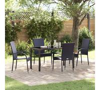vidaXL Set da Pranzo per Giardino 5 pcs Nero Poly Rattan
