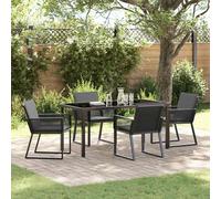 vidaXL Set da Pranzo per Giardino 5 pcs Nero Poly Rattan