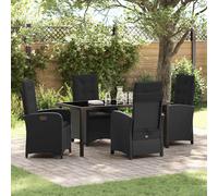 vidaXL Set da Pranzo per Giardino 5 pcs Nero polyrattan