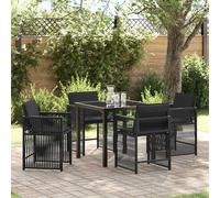 vidaXL Set da Pranzo per Giardino 5 pcs Nero polyrattan