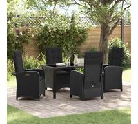 vidaXL Set da Pranzo per Giardino 5 pcs Nero polyrattan