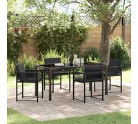 vidaXL Set da Pranzo per Giardino 5 pcs Nero polyrattan