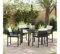 vidaXL Set da Pranzo per Giardino 5 pcs Nero polyrattan