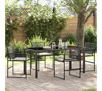 vidaXL Set da Pranzo per Giardino 5 pcs Nero polyrattan