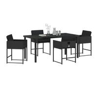vidaXL Set di Pranzo da Giardino da 5 Pezzi con Cuscini, Struttura in Metallo Rattan Nero per 4 Persone. Tavolo e Sedie da Esterno, Superficie Liscia. Collezione di Mobili per Terrazza e Patio, Pranz