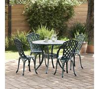 vidaXL Set da Pranzo per Giardino 5 pcs Verde Alluminio, Set da pranzo in alluminio, tavolo classico, mobili da patio resistenti per i tuoi eventi estivi