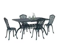 vidaXL Set da Pranzo per Giardino 5 pcs Verde Alluminio, Set da pranzo rettangolare per giardino e terrazzo, mobili in alluminio, socializza elegantemente