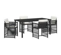 vidaXL Set da Pranzo per Giardino: 5 Pezzi con Cuscini in Rattan e Poliestere Nero. Sedie Moderne per Esterni in Crema, Perfette per Patio o Balcone. Mobili Resistenti e Confortevoli per Il Tuo Loun