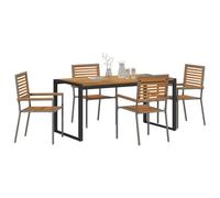 vidaXL Set da pranzo per giardino, 5 pezzi, grigio e marrone, set da giardino chic, mobili da esterno moderni, elegante per pasti all'aperto