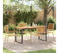 vidaXL Set da pranzo da giardino, 5 pezzi, beige, set moderno in legno di acacia, per giardino e terrazza, mobili resistenti alle intemperie, ideale per cene all'aperto