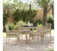 vidaXL Set da Pranzo per Giardino 5 pz Beige polyrattan