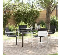 vidaXL Set da Pranzo per Giardino 5 pz Bianco Textilene e Acciaio