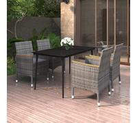 vidaXL Set da Pranzo per Giardino 5 pz con Cuscini Polyrattan e Vetro