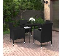 vidaXL Set da Pranzo per Giardino 5 pz con Cuscini Polyrattan e Vetro