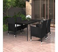 vidaXL Set da Pranzo per Giardino 5 pz con Cuscini Polyrattan e Vetro