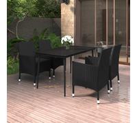 vidaXL Set da Pranzo per Giardino 5 pz con Cuscini Polyrattan e Vetro