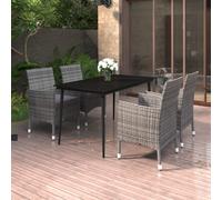 vidaXL Set da Pranzo per Giardino 5 pz con Cuscini Polyrattan e Vetro
