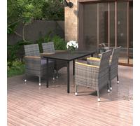 vidaXL Set da Pranzo per Giardino 5 pz con Cuscini Polyrattan e Vetro