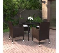 vidaXL Set da Pranzo per Giardino 5 pz con Cuscini Polyrattan e Vetro