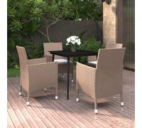 vidaXL Set da Pranzo per Giardino 5 pz con Cuscini Polyrattan e Vetro