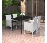 vidaXL Set da Pranzo per Giardino 5 pz con Cuscini Polyrattan e Vetro