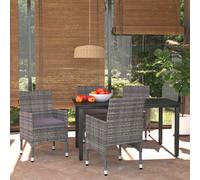 Set da Pranzo per Giardino 5 pz con Cuscini Polyrattan Grigio