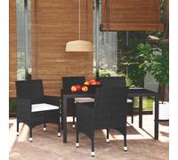 vidaXL Set da Pranzo per Giardino 5 pz con Cuscini Polyrattan Nero