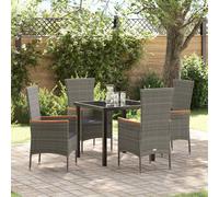 Set da Pranzo per Giardino con cuscino 5 pcs Grigio