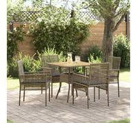 Set da Pranzo per Giardino 5 pcs Grigio polyrattan