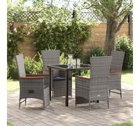 vidaXL Set da Pranzo per Giardino 5 pz Grigio polyrattan