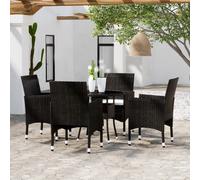 vidaXL Set da Pranzo per Giardino 5 pz in Polyrattan Nero