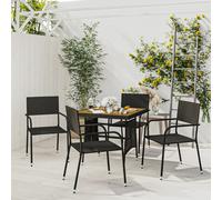 vidaXL Set da Pranzo per Giardino 5 pz in Polyrattan Nero