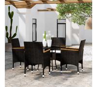 vidaXL Set da Pranzo per Giardino 5 pz in Polyrattan Nero