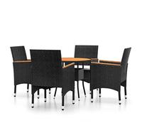 vidaXL Set da Pranzo per Giardino 5 pz in Polyrattan Nero