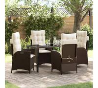 vidaXL 2 Pcs Sedia da giardino reclinabile con cuscini marrone PE rattan acciaio verniciato a polvere mobili da patio moderni sedia cuscino reclinabile giardino